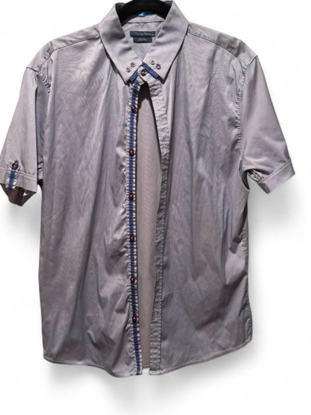Casual Short-Sleeve Button-Down Shirt in Light Gray by SMC by Semco
